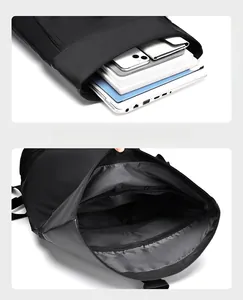 Detail view of the main compartment and zipper pocket showing large capacity storage