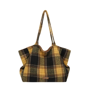 British Style Plaid Tote Bag Women Large Capacity Fabric Patchwork Shoulder Bag Casual Retro Shopper Handbag