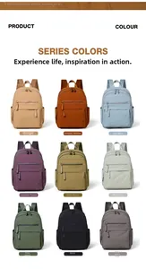 Detailed grid layout showing nine color options for this lightweight casual backpack