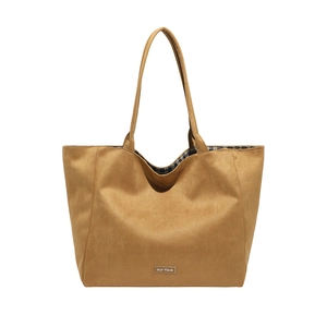 Large Capacity Tote Bag Faux Suede Slouchy Shoulder Handbag Retro Casual Reversible Shopping Bag For Women