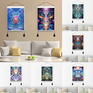 Psychedelische Kunst Wandteppich Wandbehang Polyester Baumwolle Mandala Meditation Druck Mit Holzstab Und Quasten Dekor