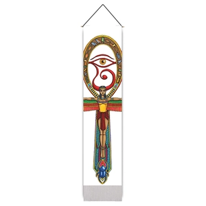 Ancient Egyptian wall tapestry with Eye of Horus and Ankh symbols on high-quality fabric