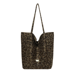 Women Large Capacity Leopard Print Tote Bag Casual Canvas Cloth Commuter Handbag MALIVI Letter Design Shoulder Bag