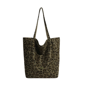 Fashionable large capacity leopard print tote bag with soft texture and twin shoulder straps