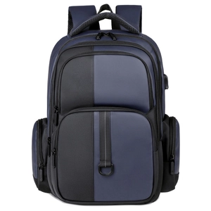Sac à dos d'affaires bleu marine pour hommes avec port de charge USB et grande capacité