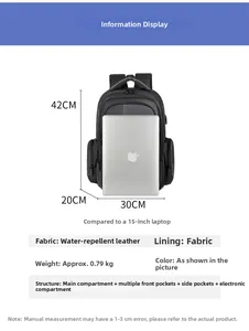 Détails des dimensions et de la grande capacité du sac à dos d'ordinateur imperméable
