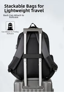 Sac à dos professionnel avec sangle de fixation sur poignée de valise pour voyage
