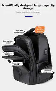 Détails du sac à dos d'affaires montrant les compartiments et le port de charge USB