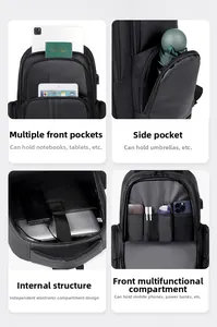 Détail du sac à dos professionnel multi-poches avec port USB et compartiment ordinateur