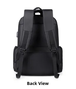 Men's business backpack featuring S-shaped padded straps and breathable honeycomb mesh back