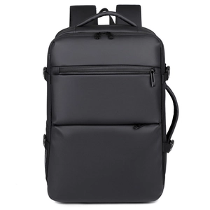 Waterproof multi-functional business laptop backpack for travel in classic black nylon