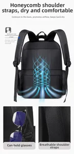 Detail of breathable honeycomb mesh shoulder straps and reinforced stitching on backpack