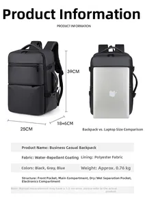 Macro detail of waterproof expandable business laptop backpack with multiple compartments