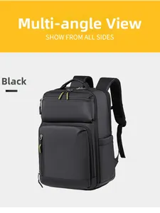 Vue latérale du sac à dos business noir avec bretelles en mesh respirant et confort