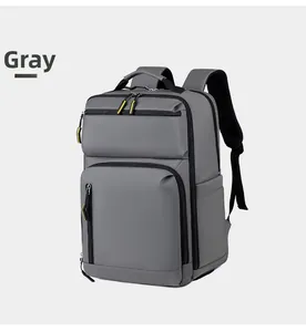 Sac à dos d'affaires en tissu oxford gris foncé avec détails de fermeture éclair jaunes
