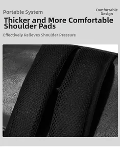 Detail of breathable honeycomb mesh shoulder straps with thick padding for pressure relief