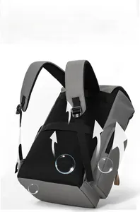 Detail of ergonomic padded S-shaped shoulder straps and breathable mesh on the backpack