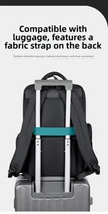 Detailed view of the back luggage strap fixed on a suitcase handle for easy travel use