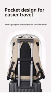 Sac à dos d'affaires kaki avec sangle de bagage et panneau dorsal rembourré respirant