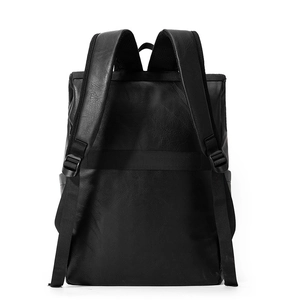 Vintage black business laptop backpack with padded shoulder straps and luggage strap