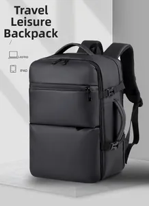Detail of waterproof business backpack showing breathable mesh straps and laptop compartment