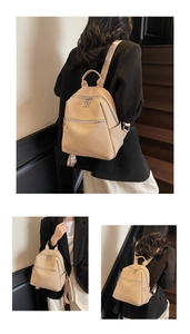 Détails du sac à dos tressé beige avec poignée, texture et divers modes de transport