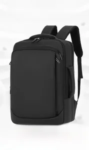 Detail view of water-resistant business backpack with 15.6 inch laptop compartment
