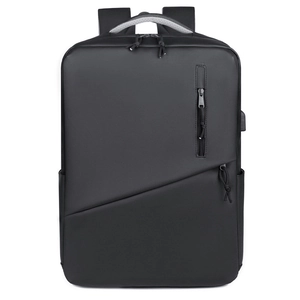 Front view of black minimalist laptop backpack for 15.6 to 16.1 inch gaming notebooks
