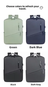 Water-resistant laptop backpack in four colors with USB charging port and sleek business design