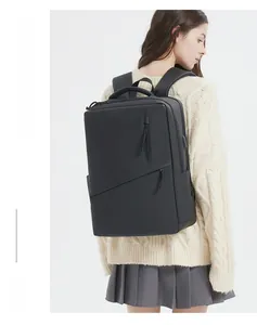 Waterproof black laptop backpack with wide cushioned straps and outdoor series logo