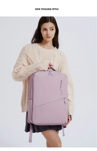 Waterproof light purple laptop backpack for 15.6 inch gaming laptops on female model