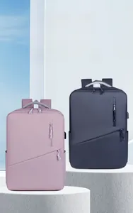 Dual-color business laptop backpack with USB port and waterproof matte fabric finish
