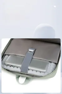 Detail of laptop backpack with thick air cushion shockproof padding and elastic strap