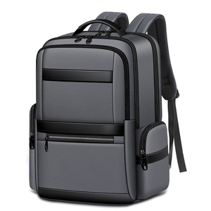 Deep grey business laptop backpack made of durable Oxford cloth with a multi-layer design