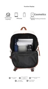 Großer Rucksack Innenraum mit Fach für 15,6 Zoll Laptop und funktionaler Aufteilung
