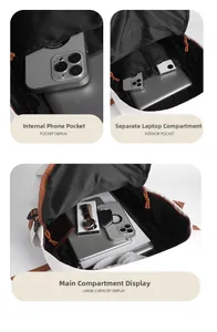 Detailansicht des Rucksack-Innenraums mit Handyfach und gepolstertem Laptopfach