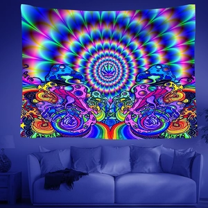 Blacklight Tapestry Fluorescent UV Reactive Polyester Wall Hanging Psychedelic Trippy Art Decor