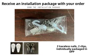 Installation kit with two non-trace nails and two metal clips in individual OPP bag