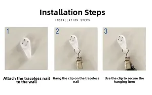 Installation steps for wall tapestry using non-marking nails and metal clips