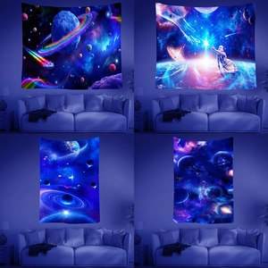 Galaxy Universe Theme Polyester Tapestry Starry Night Planet Nebula Digital Print Wall Hanging Backdrop For Bedroom Dorm Living Room Decor