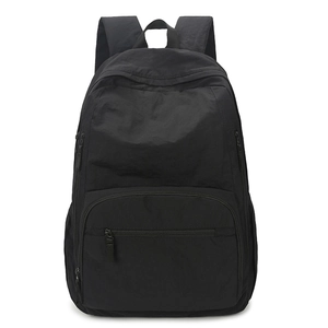 Lightweight black nylon outdoor backpack with large capacity for travel and hiking