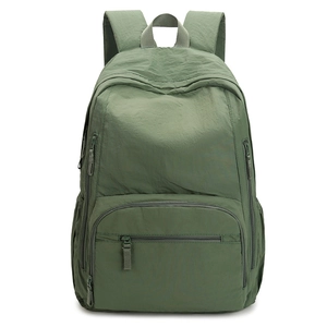 Lightweight army green outdoor nylon backpack with large capacity and front zipper pocket