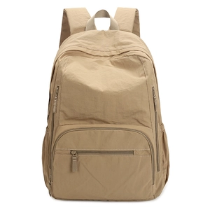 Lightweight khaki nylon outdoor backpack with large capacity and breathable straps