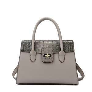 Damen Retro PU Leder Handtasche Krokodilmuster Nähte Schultertasche Mit Gold Metallschloss Crossbody Umhängetasche