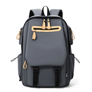 Nylon Casual Backpack Large Capacity Multi-Pocket School Travel Commute Solid Color High School Students Unisex