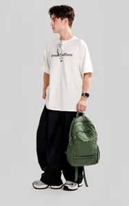 Olijfgroene nylon rugzak met meerdere zakken in streetwear-stijl voor heren en dames