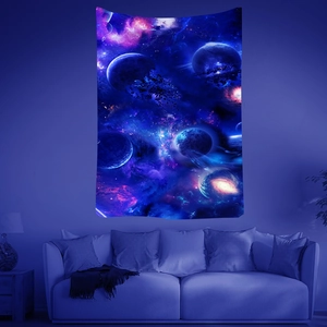 Detailed galaxy tapestry showing stars and nebulae texture for wall decor