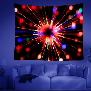 Abstract starry sky wall tapestry with vibrant psychedelic light patterns for home decor