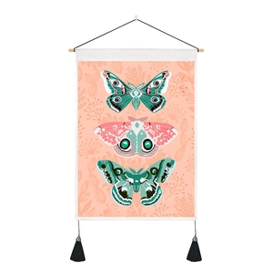 American style butterfly wall hanging with wooden rod and black tassels decoration