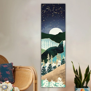 Tenture murale paysage montagne soleil levant pour décor salon nordique